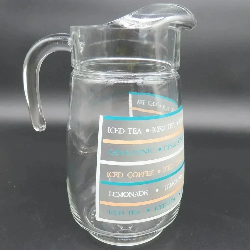 Culver Frosted Glass Iced Tea Coffee Gin Tonic Lemonade Pitcher MCM Vintage